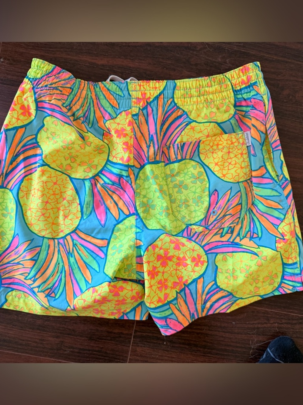 chubbies Neon Pineapple Print Swim Trunks - Yellow, Turquoise, Pink, Orange